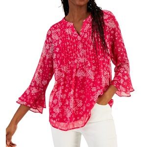 Charter Club printed pintuck top - size S - NWT